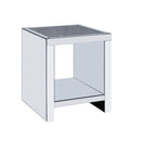 Noralie - End Table With Open Storage Compartment - Clear Glass, Mirrored & Faux Diamonds