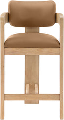 Sacha - Vegan Leather Upholstered Counter Stool With Natural Base