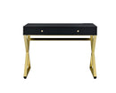 Coleen - Writing Desk With USB (Same Ac00894) - Black & Brass