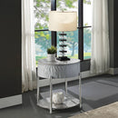 Yukino - End Table - Gray High Gloss & Chrome