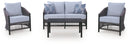 Bridges Beach - Loveseat, Lounge Chairs, Table Set (Set of 4) - Gray
