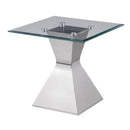 Jenny - Glass Top Stainless Steel Table