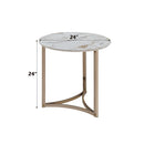 Zaidee - 23.5" End Table - Sintered Stone & Champagne