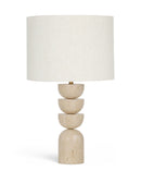 Opus - Travertine, Linen Textured Fabric And Brass Table Lamp - Travertine
