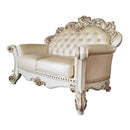 Vendome - Loveseat With 3 Pillows - Champagne Synthetic Leather & Antique Pearl