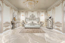 Sandoval - Eastern King Bed - Beige Synthetic Leather & Champagne