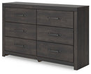 Hollivern - Six Drawer Dresser - Dark Gray
