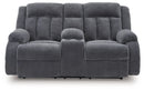 Observation - Double Reclining Power Loveseat With Console - Steel