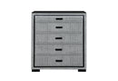 Isabella - 5 Piece King Bedroom Set (King Bed With LED, TV Lift, Bluetooth Speaker And Firpeplace Crystal) - Gray
