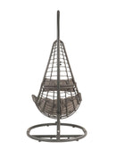 Uzae - Hanging Chair - Gray Fabric & Charcoal Wicker