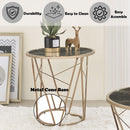 Cicatrix - End Table - Faux Black Marble Glass Top & Champagne