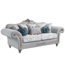 Pelumi - Sofa With 8 Pillows - Light Gray Linen & Platinum