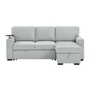 U0212 - Reversible Sofa Bed Loveseat With Pop-Up Sleeper With Drop Down Table - Silver