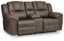Lowilla - Double Reclining Loveseat With Console - Driftwood