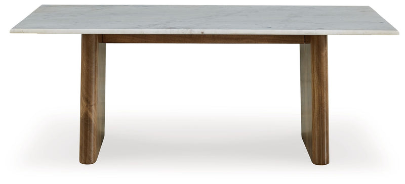 Isanti - Rectangular Cocktail Table - Light Brown / White