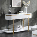 Daveigh - Sofa Table - White High Gloss & Gold