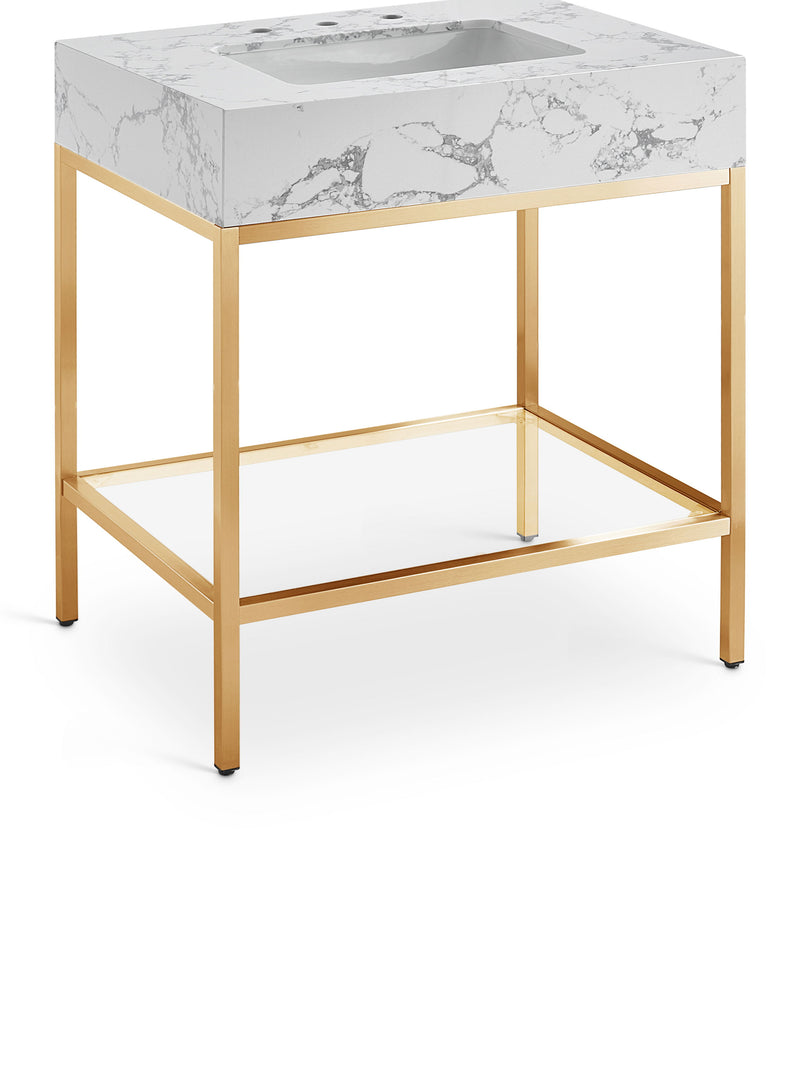 Marmo - Engineered Marble Bathroom Vanity With Gold Base