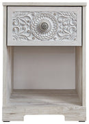 Paxberry - One Drawer Night Stand - Open Cubby - Whitewash