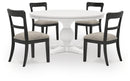 Greddinton - Round Dining Table Set - Black Chairs