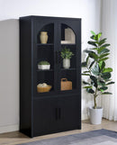 Riva - 4-Door Tall Accent Display Cabinet LED Lighting - Black