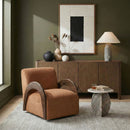 Neria - Chenille Fabric Upholstered Swivel Accent Chair - Painted Brown Base