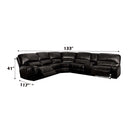 Saul - Power Motion Sectional Sofa - Black Leather-Aire