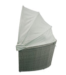 Salena - Patio Canopy Sofa With 4 Pillows & Ottoman - Beige Fabric & Gray Wicker