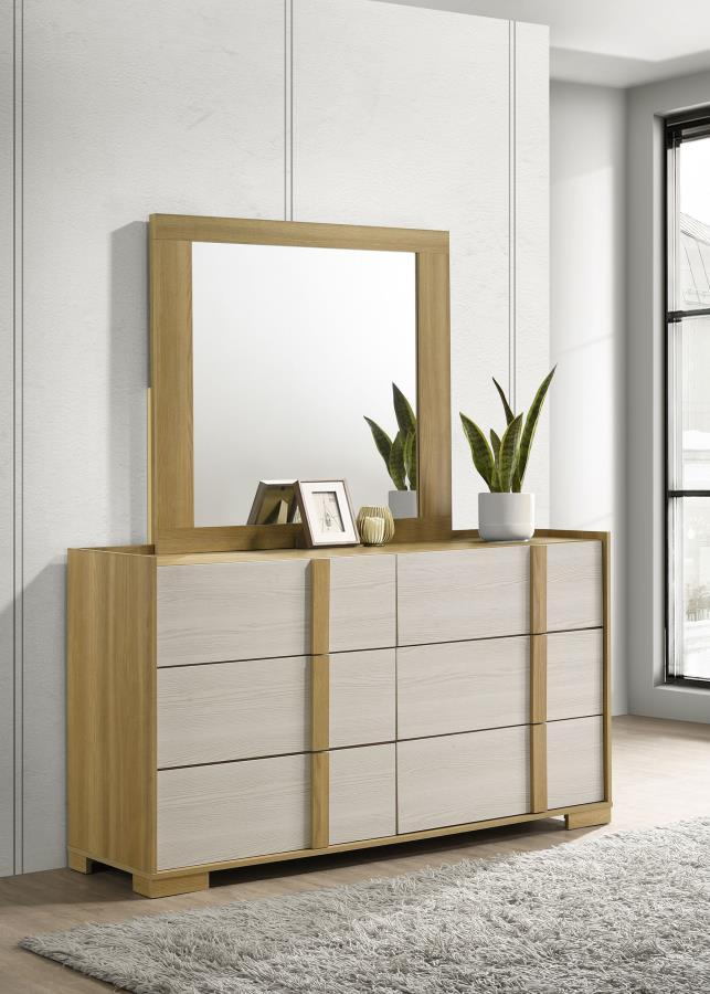 Hyland - 6-Drawer Dresser With Mirror - Natural