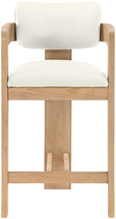 Sacha - Vegan Leather Upholstered Counter Stool With Natural Base