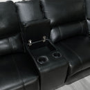 Saul - Power Motion Sectional Sofa - Black Leather-Aire
