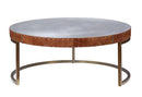 Tamas - 16" Coffee Table - Aluminum & Cocoa Top Grain Leather