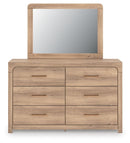 Kinlanni - 3 Pc. - Queen Upholstered Panel Bed, Dresser And Mirror - Tan
