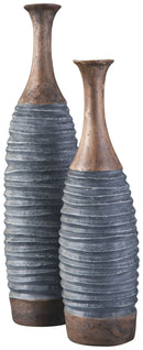 Blayze - Vase Set (Set of 2) - Antique Gray / Brown