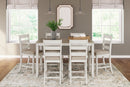 Skempton - Counter Height Dining Table and Bar Stools (Set of 7) - White / Light Brown