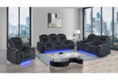 U8000 - 3 Piece Living Room Set (Power Console Reclining Loveseat, Power Reclining Sofa/ Power Recliner With Power Headrest) - Black
