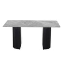 Leander - Dining Table With Ceramic Top - Gray & Black