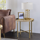 Mithea - End Table - Oak Table Top & Gold