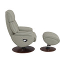 Kandoro - Motion Accent Chair With Swivel & Ottoman - Gray Leather & Brown Base
