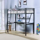 Senon - Twin Loft Bed With Desk - Silver & Black