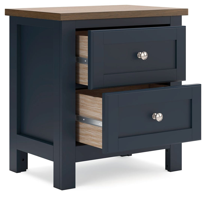 Landocken - Brown / Blue - Two Drawer Night Stand