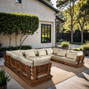 Mirella - 8 Piece Water Resistant Fabric Upholstered Outdoor Patio Modular Sectional