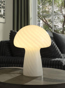 Kanaby - Mushroom Shaped Glass Bedside Table Lamp - White