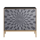 Quilla - Console Cabinet - Black, Gray & Brass