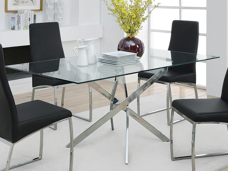 Carmelo - Rectangular Glass Top Dining Table - Chrome