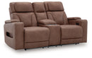 Clean-Slate - Power Reclining Loveseat With Console / Adj Headrest - Caramel