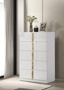 Ines - 5-Drawer Bedroom Chest Of Drawers - White High Gloss