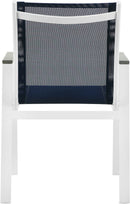 Nizuc - Outdoor Patio Dining Arm Chair With White Frame And Gray Arms (Set of 2)