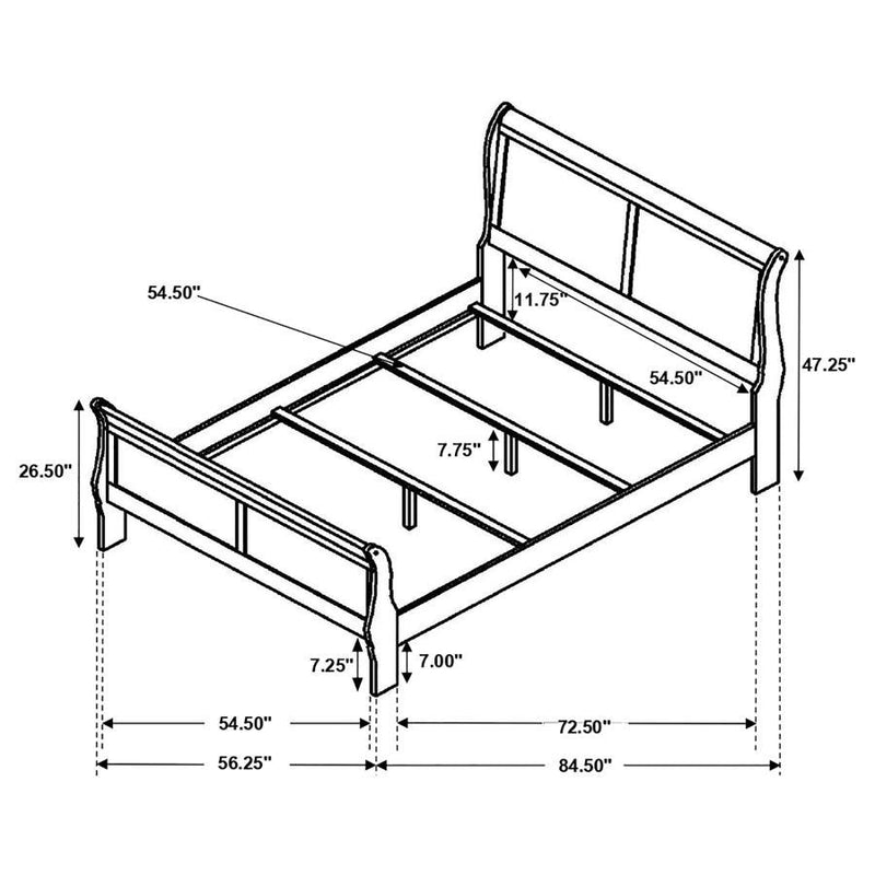 Louis Philippe - Panel Sleigh Bed