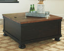 Valebeck - Lift Top Cocktail Table - Black / Brown