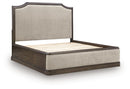 Wickenger - King Upholstered Panel Bed - Dark Brown